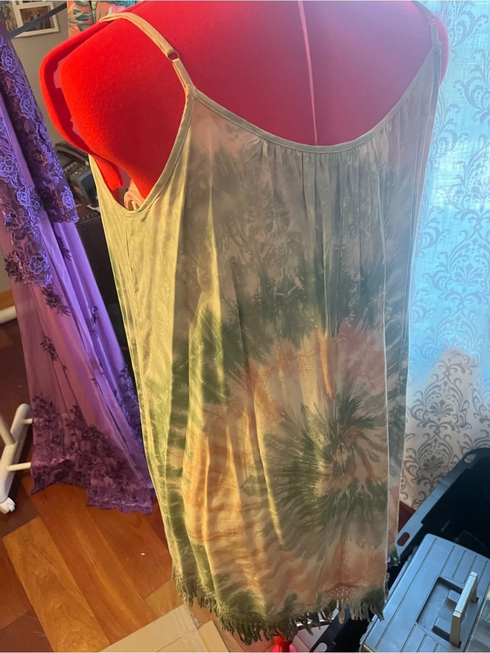 Fringed slip dress boho coastal cowgirl midi.